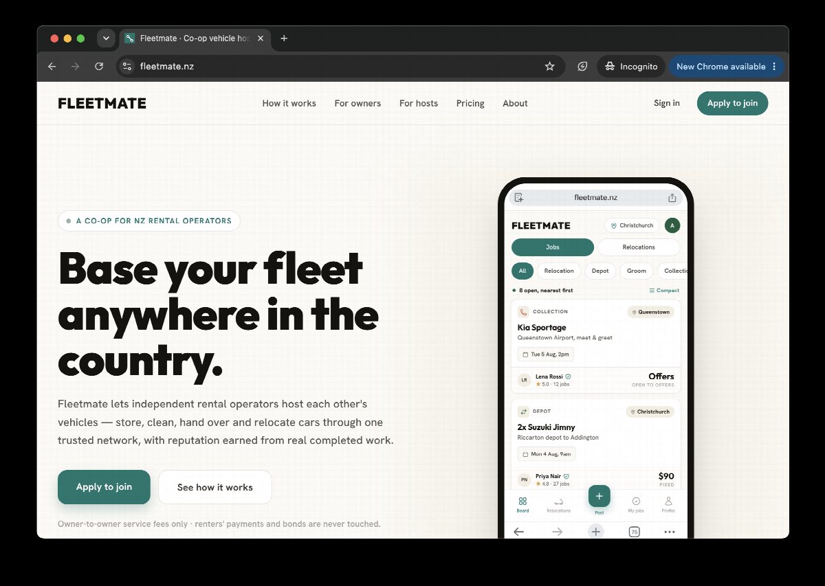 The Fleetmate homepage, base your fleet anywhere in the country
