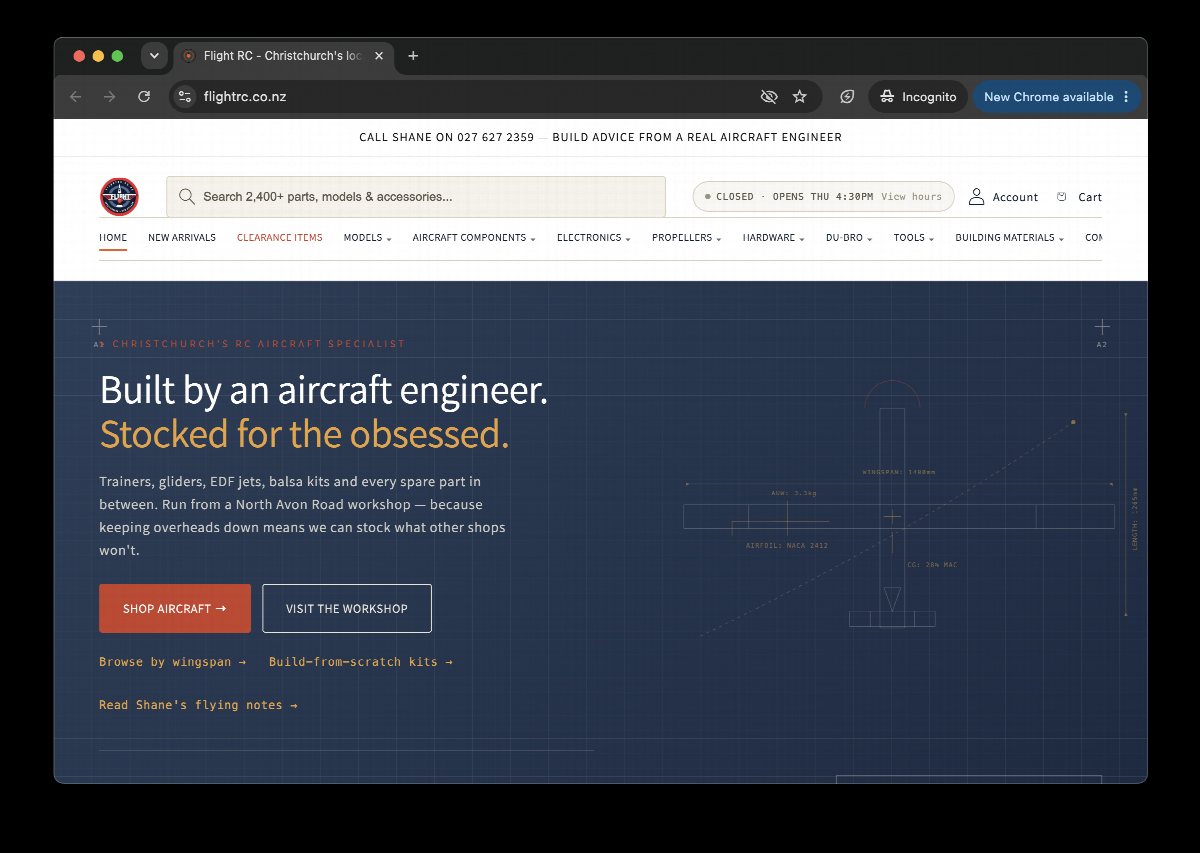 The Flight RC homepage, built by an aircraft engineer